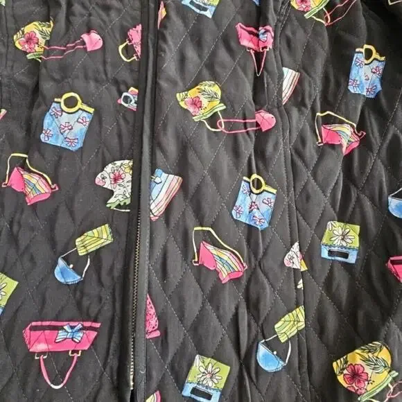 Requirements Women's Jacket Petite PM Black Quilted Purses Zipper Pockets - Picture 6 of 13